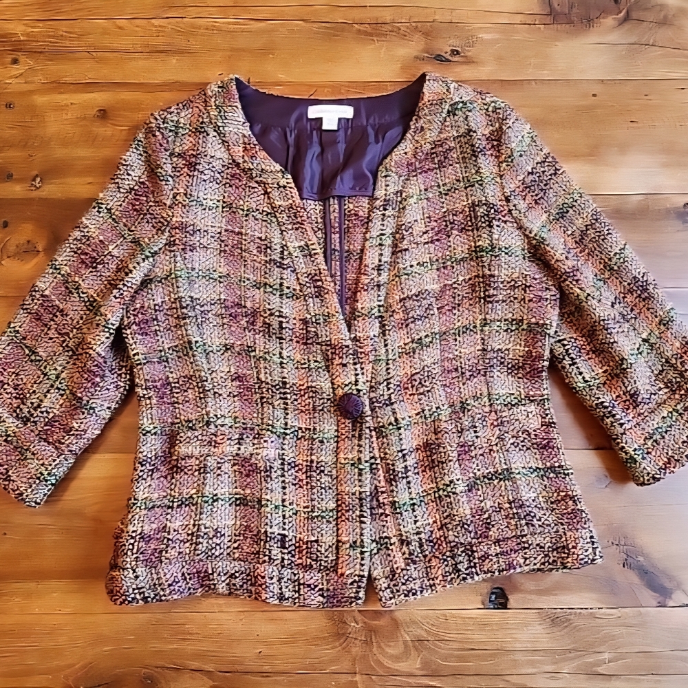 Women's Tweed Jacket Size 14 Petite Fall Color Way Coldwater Creek